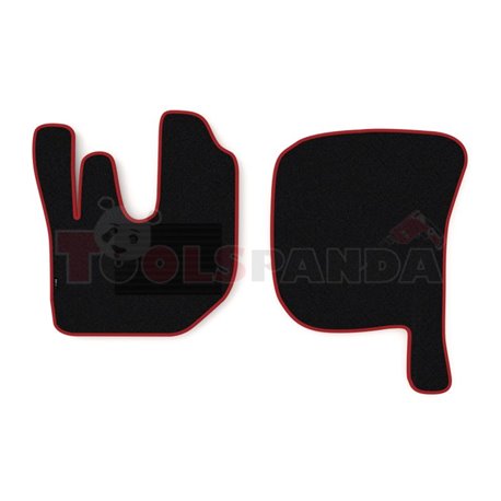 Floor mat F-CORE DAF, driver + passenger, VELOUR, quantity per set 2 szt. (material - velours, colour - red) DAF LF 45, LF 55 01