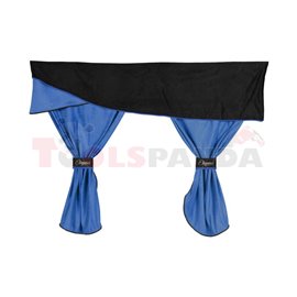 Driver’s cab curtains (frills, front, rear, suede) ELEGANCE, quantity per kit: 7pcs blue, cab type: SPACE DAF XF 105, XF 106, XF