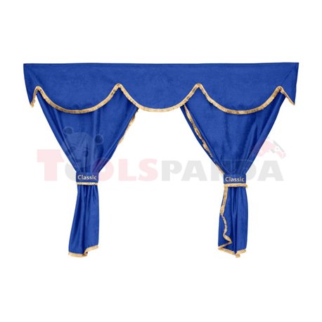 Driver’s cab curtains (suede) CLASSIC, quantity per kit: 5pcs blue, cab type: SPACE DAF XF 105, XF 106, XF 95 01.02-