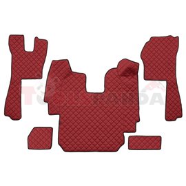 Floor mat F-CORE SCANIA, on the whole floor, ECO-LEATHER, quantity per set 5 szt. (material - eco-leather, colour - red, automat