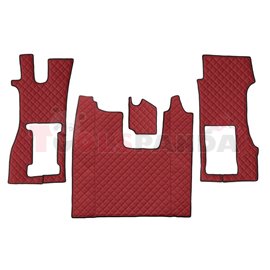 Floor mat F-CORE SCANIA, on the whole floor, ECO-LEATHER, quantity per set 3 szt. (material - eco-leather, colour - red, pneumat