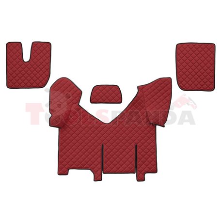 Floor mat F-CORE IVECO, on the whole floor, ECO-LEATHER, quantity per set 4 szt. (material - eco-leather, colour - red, automati