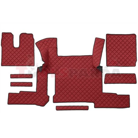 Floor mat F-CORE, on the whole floor, ECO-LEATHER, quantity per set 7 szt. (material - eco-leather, colour - red, automatic tran