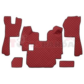 Floor mat F-CORE SCANIA, on the whole floor, ECO-LEATHER, quantity per set 5 szt. (material - eco-leather, colour - red, manual 