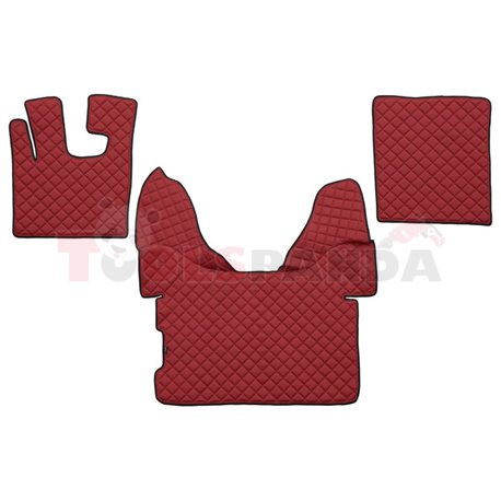 Floor mat F-CORE DAF, on the whole floor, ECO-LEATHER, quantity per set 3 szt. (material - eco-leather, colour - red, automatic 