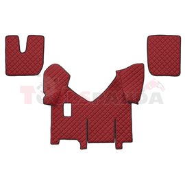 Floor mat F-CORE IVECO, on the whole floor, ECO-LEATHER, quantity per set 4 szt. (material - eco-leather, colour - red, manual t