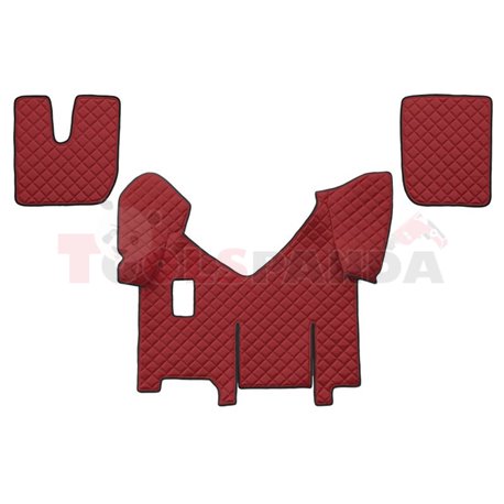 Floor mat F-CORE IVECO, on the whole floor, ECO-LEATHER, quantity per set 4 szt. (material - eco-leather, colour - red, manual t