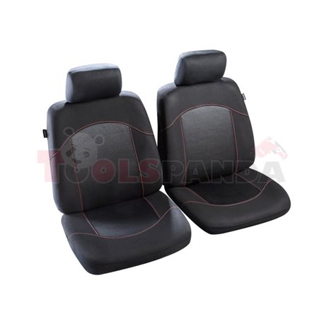 Cover seats 1/2 (polyester, red, front seats, 2 headrest covers + 2 front seat covers) Flaine, compatible with airbags with head