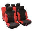 Cover seats T2 (polyester, black/red, front+rear set, 5 headrest covers + 2 seat covers + 2 front support + 1 rear seat cover + 