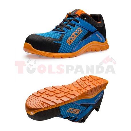 SPARCO Safety shoes model: PRACTICE, size: 43, safety category: S1P, SRC, material: microfibre/net, colour: black/blue/orange, s