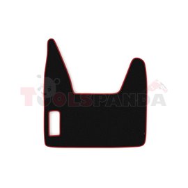 Floor mat F-CORE DAF, for central tunnel, VELOUR, quantity per set 1 szt. (material - velours, colour - red, automatic transmiss