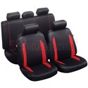 Cover seats TS (polyester, black/red, front+rear set, 5 headrest covers + 2 seat covers + 1 rear seat cover + 1 support cover) C