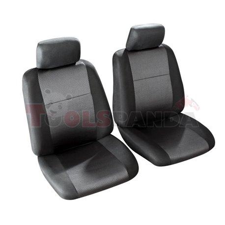 Cover seats 1/2 (polyester, black, front seats, 2 headrest covers + 2 front seat covers) Morillon, compatible with airbags with 