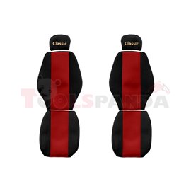 Seat covers Classic (red, material velours, series CLASSIC, adjustable driver's headrest, adjustable passenger's headrest) MERCE