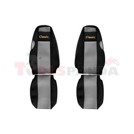 Seat covers Classic (grey, material velours, series CLASSIC, integrated driver's headrest, integrated passenger's headrest) SCAN