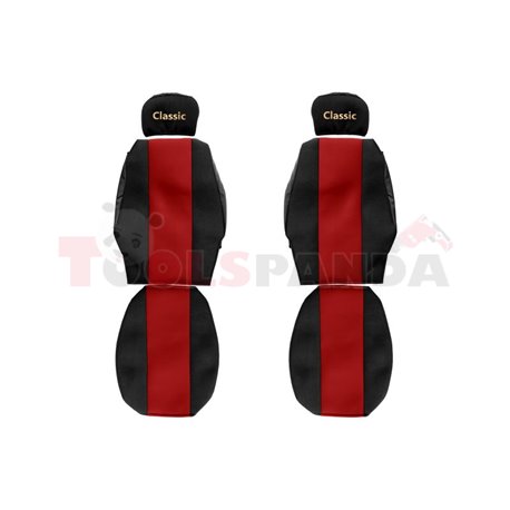 Seat covers Classic (red, material velours, series CLASSIC, adjustable driver's headrest, adjustable passenger's headrest) RVI P