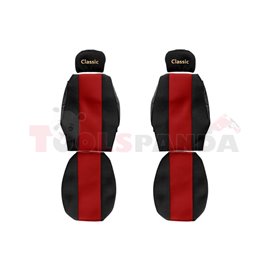 Seat covers Classic (red, material velours, series CLASSIC, adjustable driver's headrest, adjustable passenger's headrest) SCANI