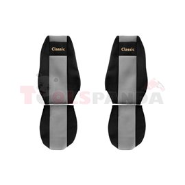 Seat covers Classic (grey, material velours, series CLASSIC, integrated driver's headrest, integrated passenger's headrest) RVI 