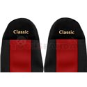 Seat covers Classic (red, material velours, series CLASSIC, driver’s seat belt assembled outside the seat, passenger’s seat belt