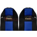 Seat covers Classic (blue, material velours, series CLASSIC, integrated driver's headrest, integrated passenger's headrest) MERC