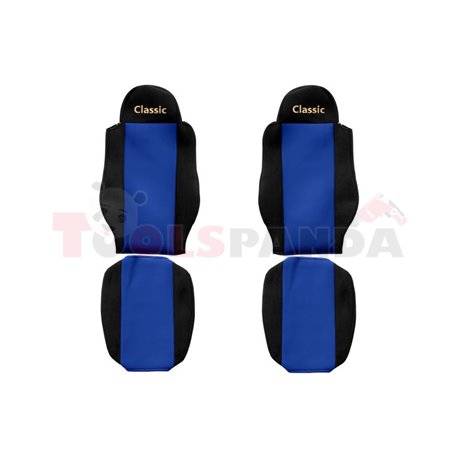 Seat covers Classic (blue, material velours, series CLASSIC, driver’s seat belt assembled in the seat, passenger’s seat belt ass