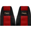 Seat covers Classic (red, material velours, series CLASSIC, integrated driver's headrest, integrated passenger's headrest) RVI M