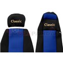 Seat covers Classic (blue, material velours, series CLASSIC, adjustable passenger's headrest, integrated driver's headrest, MEGA