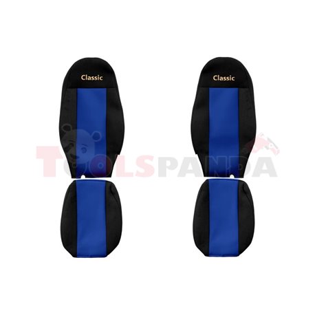 Seat covers Classic (blue, material velours, series CLASSIC, driver’s seat belt assembled in the seat, integrated driver's headr