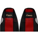 Seat covers Classic (red, material velours, series CLASSIC, integrated driver's headrest, integrated passenger's headrest) SCANI