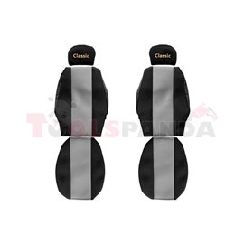 Seat covers Classic (grey, material velours, series CLASSIC, regulated headrests) IVECO EUROCARGO I-III, EUROSTAR, EUROTECH MH, 