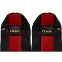 Seat covers Classic (red, material velours, series CLASSIC, integrated driver's headrest, integrated passenger's headrest) MERCE