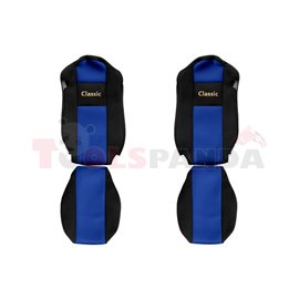 Seat covers Classic (blue, material velours, series CLASSIC, standard seats) MERCEDES ACTROS MP4 / MP5 07.11-