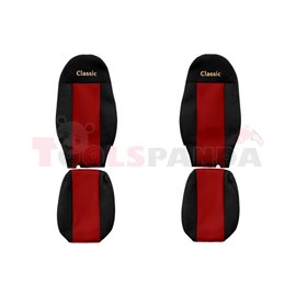Seat covers Classic (red, material velours, series CLASSIC, driver’s seat belt assembled in the seat, integrated driver's headre