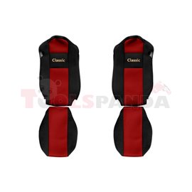 Seat covers Classic (red, material velours, series CLASSIC, standard seats) MERCEDES ACTROS MP4 / MP5 07.11-