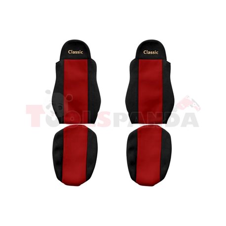 Seat covers Classic (red, material velours, series CLASSIC) DAF 95 XF, CF 85, LF 45, LF 55, XF 105, XF 95 01.97-