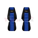 Seat covers Classic (blue, material velours, series CLASSIC, integrated driver's headrest, integrated passenger's headrest) RVI 