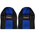 Seat covers Classic (blue, material velours, series CLASSIC, integrated driver's headrest, integrated passenger's headrest) MERC