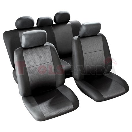 Cover seats TS (polyester, black, front+rear set, 5 headrest covers + 2 seat covers + 1 rear seat cover + 1 support cover) Moril