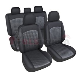 Cover seats T5 (polyester, black and grey, front+rear set, 5 headrest covers + 2 seat covers + 2 front support + 1 rear seat cov