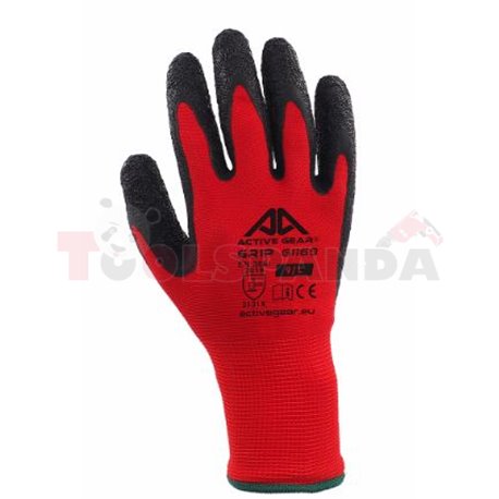 12 pairs, Protective gloves, ACTIVE GRIP, latex / polyester, colour: black/ red, size: 9 / L, 2016 3131X EN 388