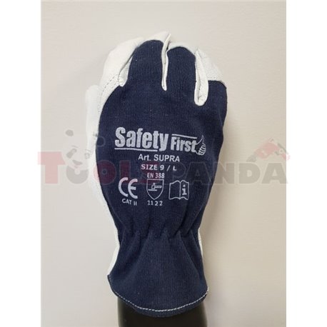 12 чифта, Защитни ръкавици, SUPER GOAT, памук / кожа, цвят: тъмно / сиво, размер: 10 / XL, 2121 EN 388 EN 420 Категория II