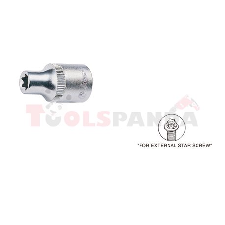 Socket E-TORX 1/4", E10, socket type: short, length 25mm