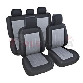 Cover seats T3 (polyester, black and grey, front+rear set, 3 headrest covers + 2 seat covers + 2 backrest covers) Liberia, compa