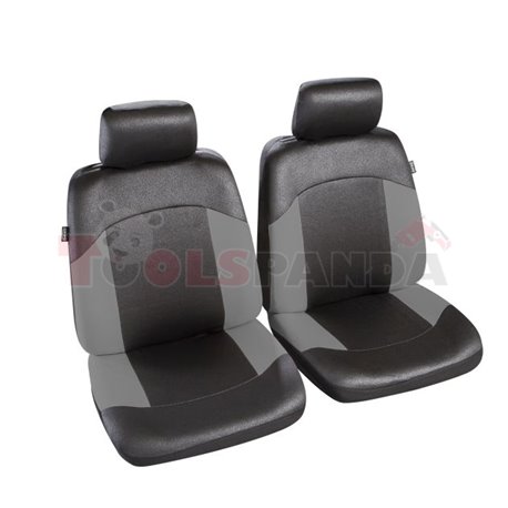 Cover seats 1/2 (polyester, black/grey, front seats, 2 headrest covers + 2 front seat covers) Morzine, compatible with airbags w