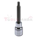 Бит вложка: размер на гнездо: 1/2", профил: шестостен HEX, метричен размер: 5 mm, тип насадка: дълъг,