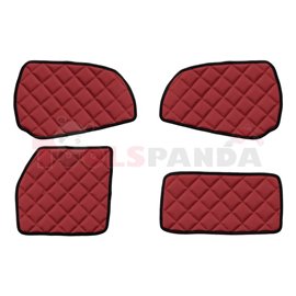 Cabin overlays (2 compartments, door panels) red, ECO-LEATHER, eco-leather SCANIA P,G,R,T 03.04-