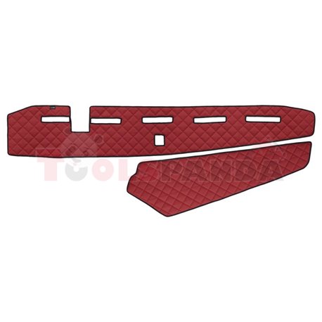 Dashboard mat (proximity sensor hole) red, ECO-leather, ECO-LEATHER VOLVO FH 16 II 03.14-