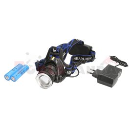 head flashlight TS-1195, aluminium, CREE T6 XML 10W, bulb: CREE T6 XML 10W lighting modes 100%-50%-blinking - switch. waterproof