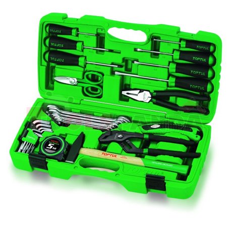 TOPTUL комплект 30бр инструменти: ключове, чукове, отвертки и клещи в пластмасова кутия