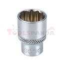 Socket 12-point 1/4", metric size: 13mm, socket type: short, length 25mm